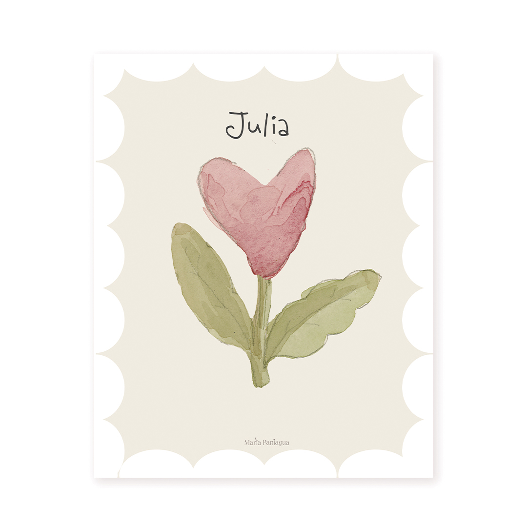 lamina decorativa infantil flor corazón personalizada