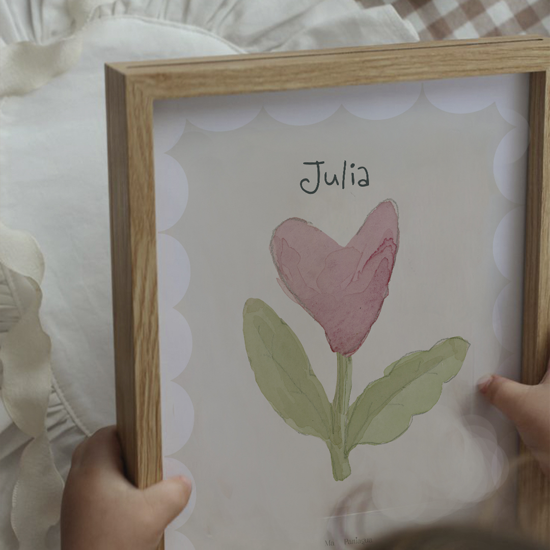 lamina decorativa infantil flor corazón personalizada