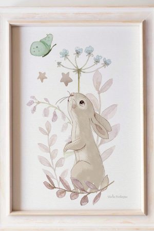 lamina infantil conejito mariposa azul