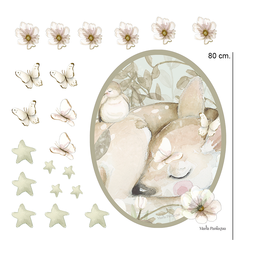 vinilo pared infantil cervatillo 100 cm