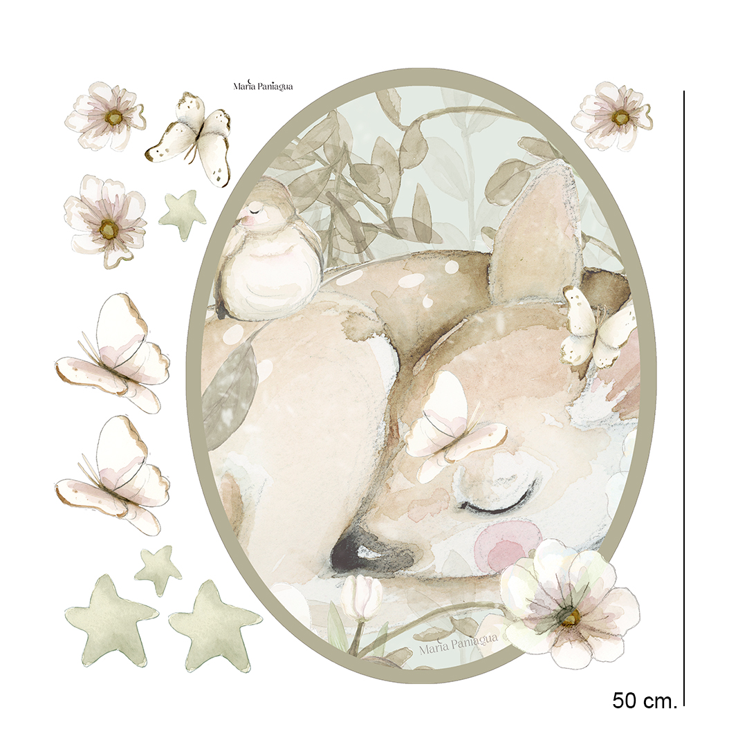 vinilo pared infantil cervatillo 50 cm