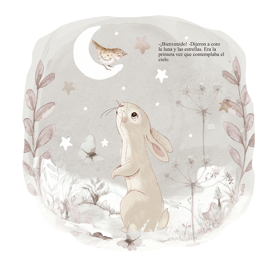 vinilo pared infantil cuento bienvenido estrellas