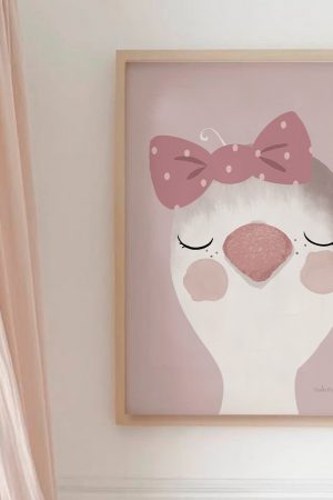 lamina infantil retrato oca rosa enmarcada