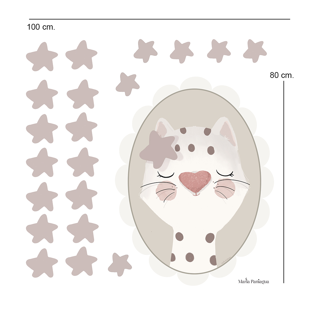 vinilo pared infantil retrato gata personalizado