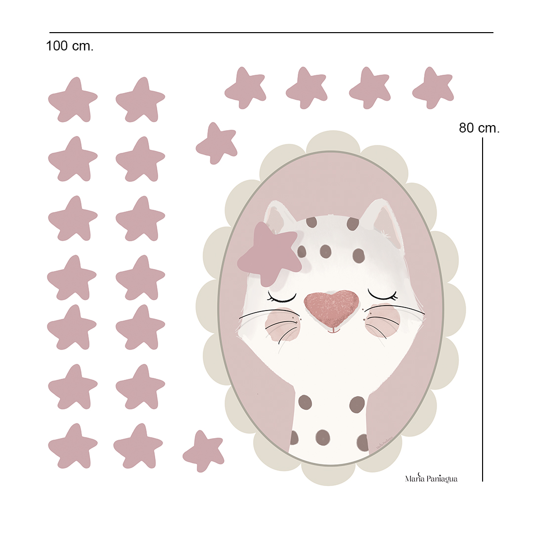 vinilo pared infantil retrato gata