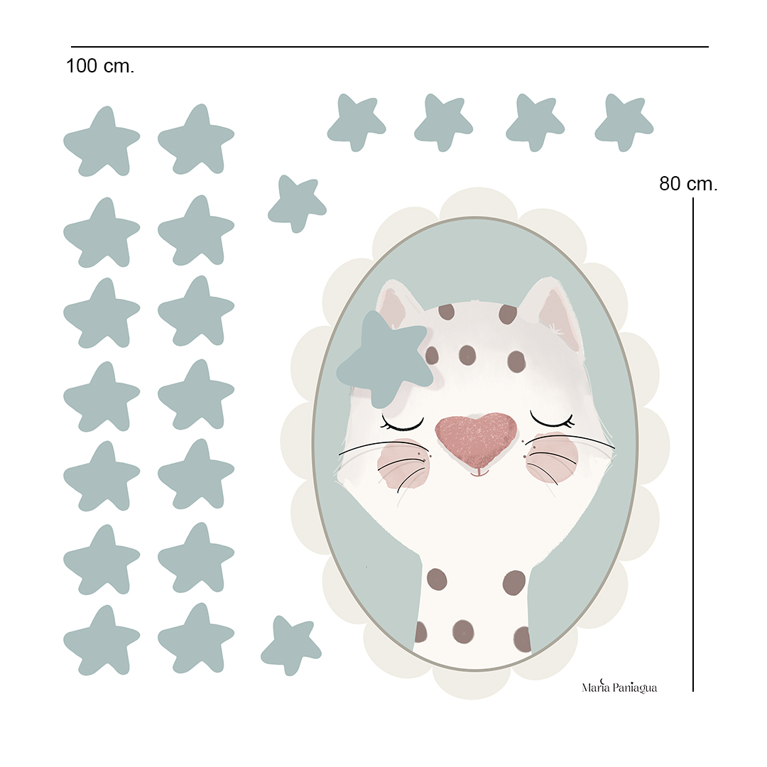 vinilo pared infantil retrato gata