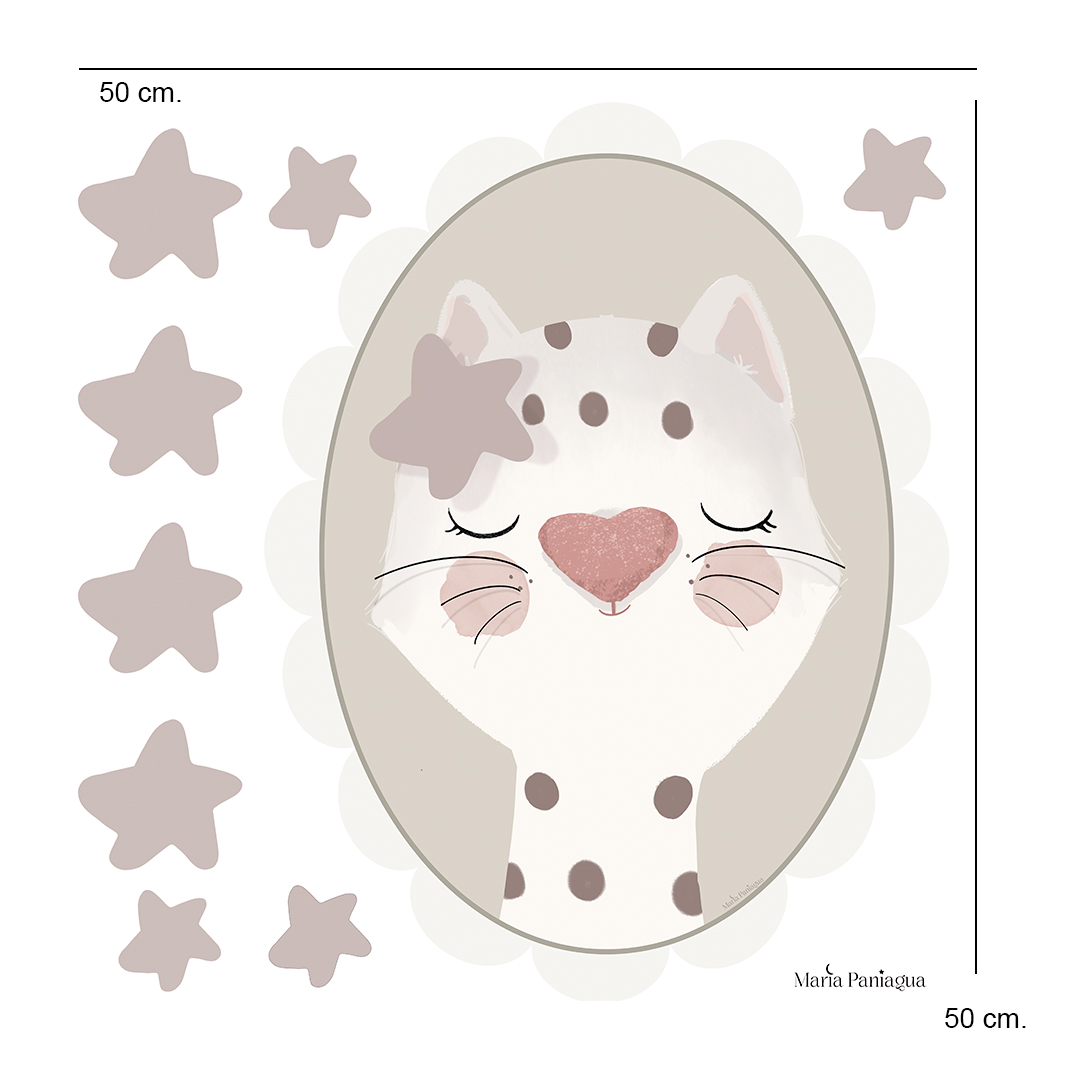 vinilo pared infantil retrato gata personalizado