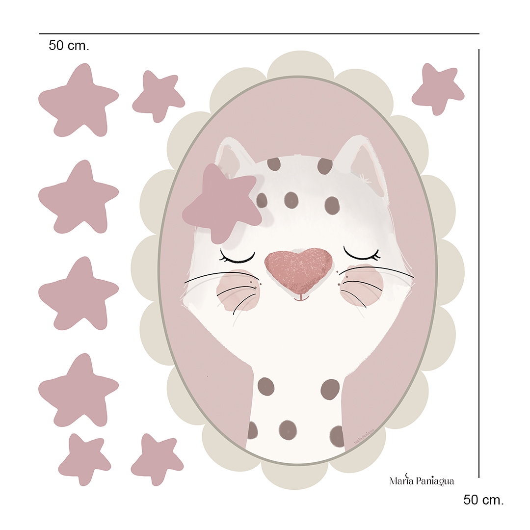 vinilo pared infantil retrato gata personalizado