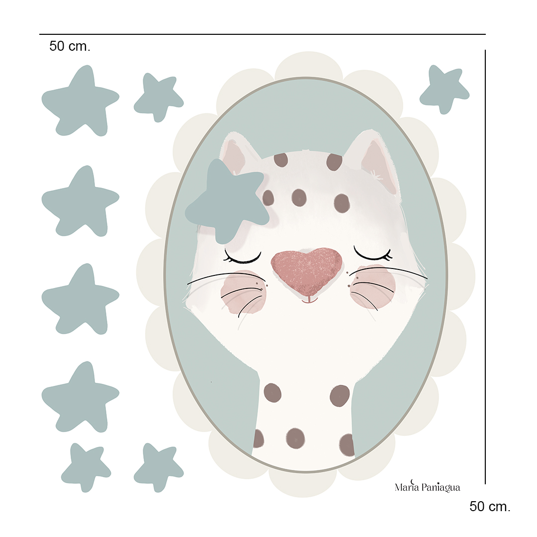 vinilo pared infantil retrato gata personalizado