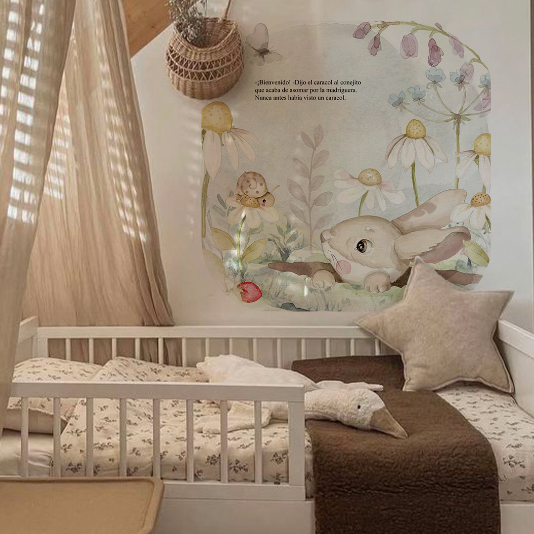 vinilo pared infantil cuento bienvenido