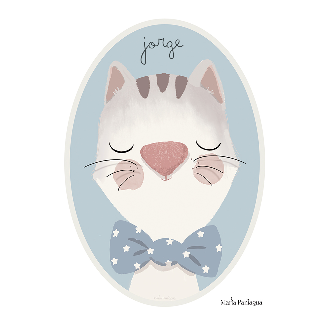 vinilo pared infantil retrato gato personalizado