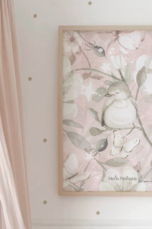 lamina pajarito flores