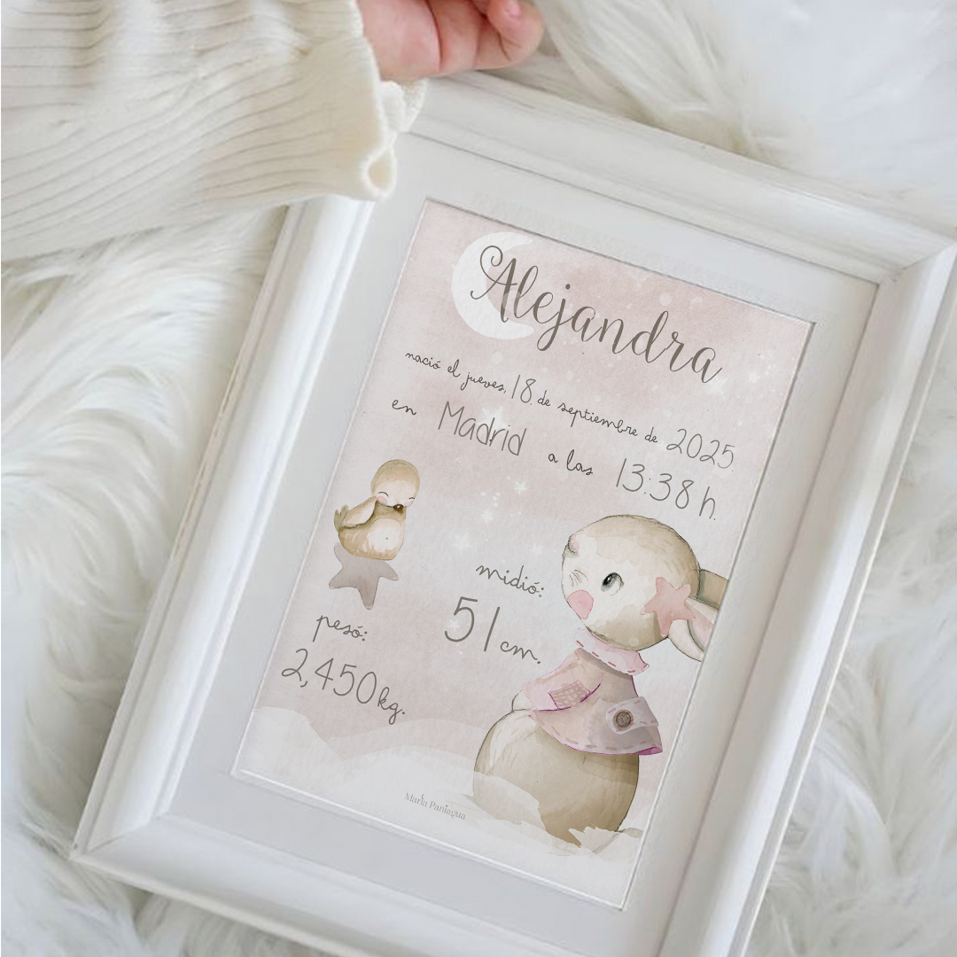 Lámina nacimiento color rosa