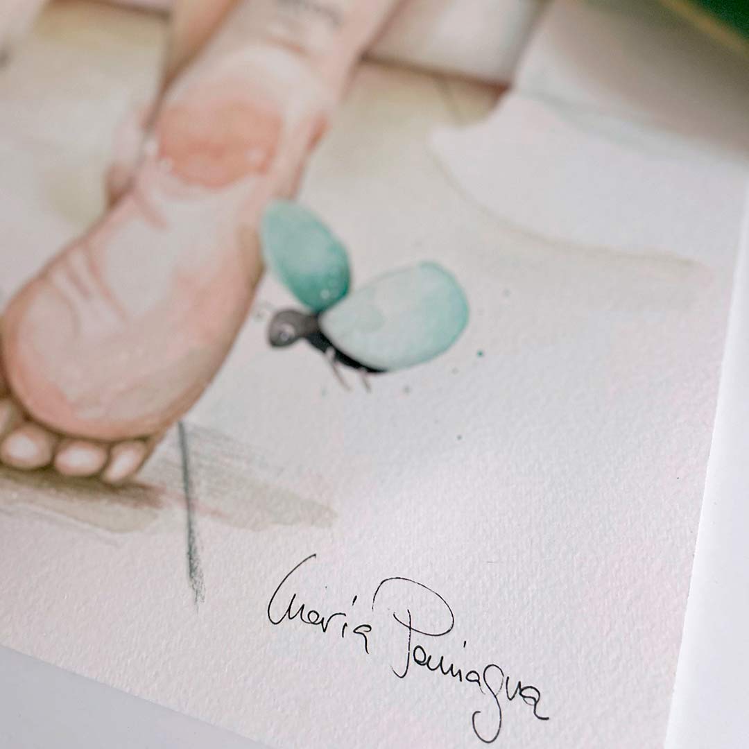 acuarela ilustración dreams. Preciosa lámina original incluida en el álbum Ilustrado ¿Dónde está el invierno?